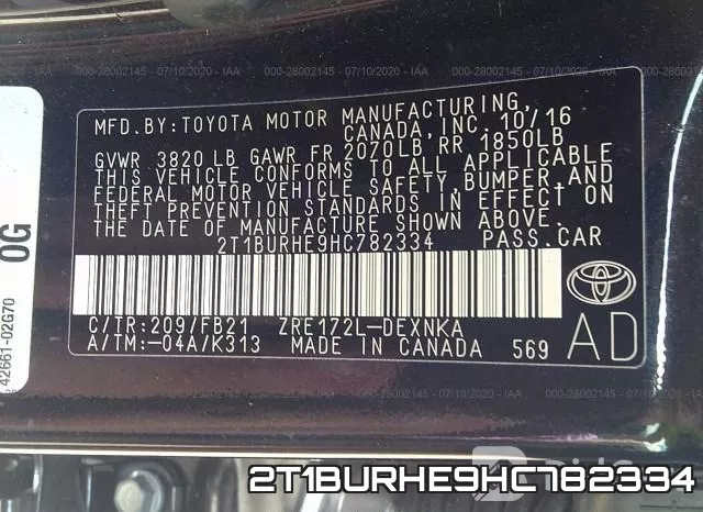 2T1BURHE9HC782334