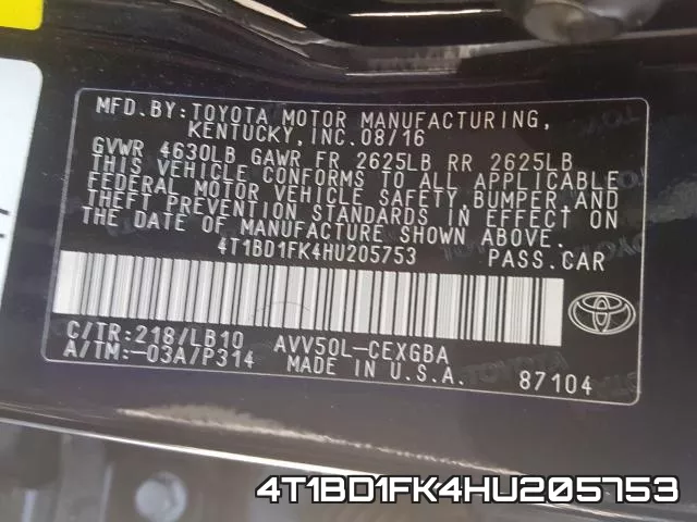 4T1BD1FK4HU205753