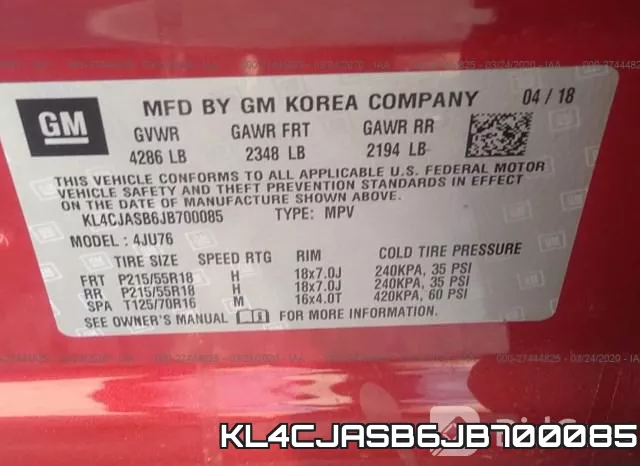 KL4CJASB6JB700085