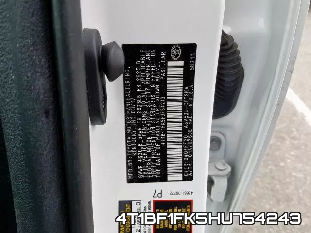 4T1BF1FK5HU754243