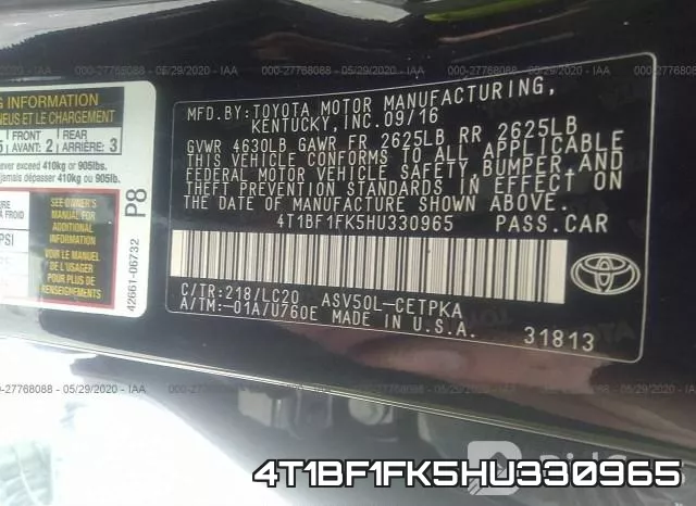 4T1BF1FK5HU330965