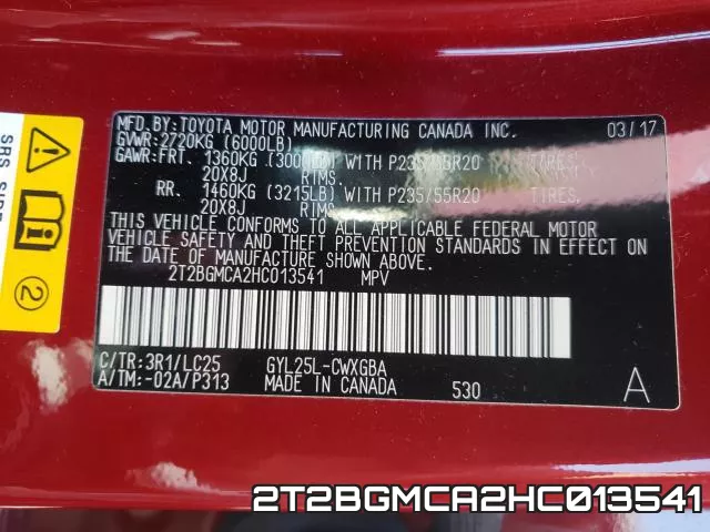 2T2BGMCA2HC013541