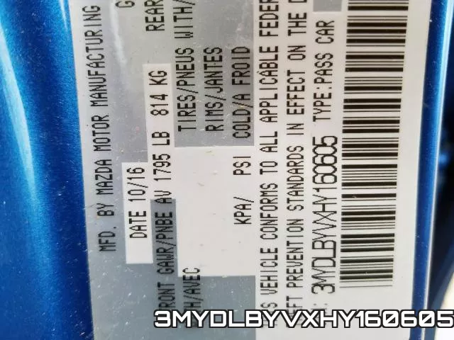 3MYDLBYVXHY160605