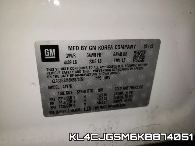 KL4CJGSM6KB874051