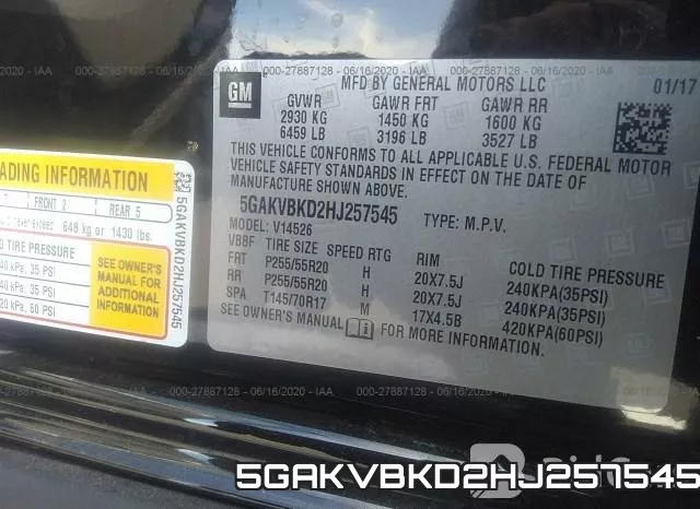 5GAKVBKD2HJ257545