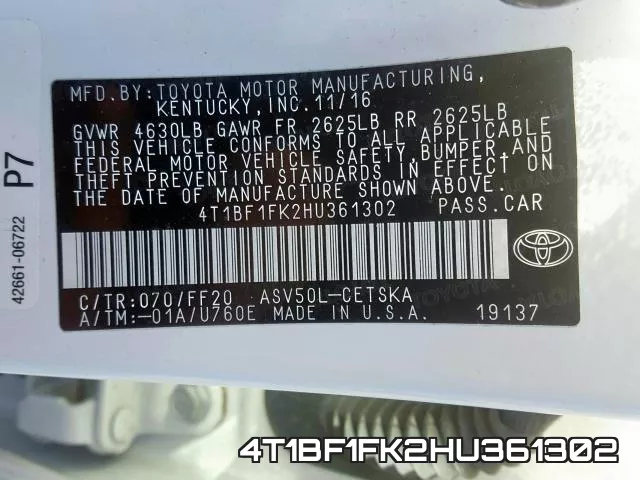 4T1BF1FK2HU361302