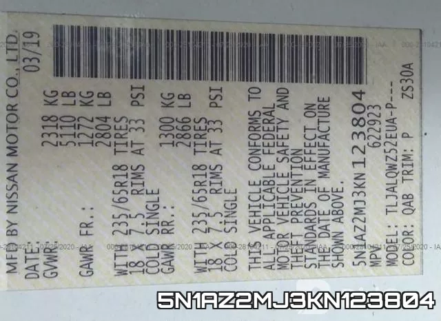 5N1AZ2MJ3KN123804