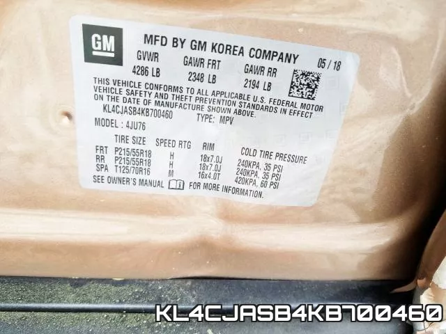 KL4CJASB4KB700460