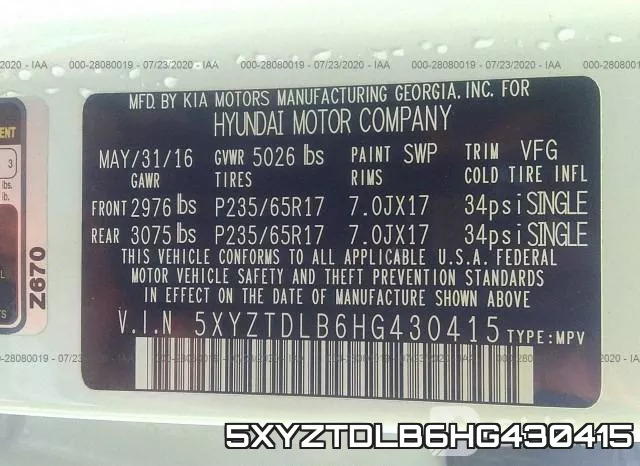 5XYZTDLB6HG430415