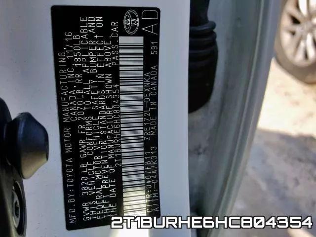 2T1BURHE6HC804354