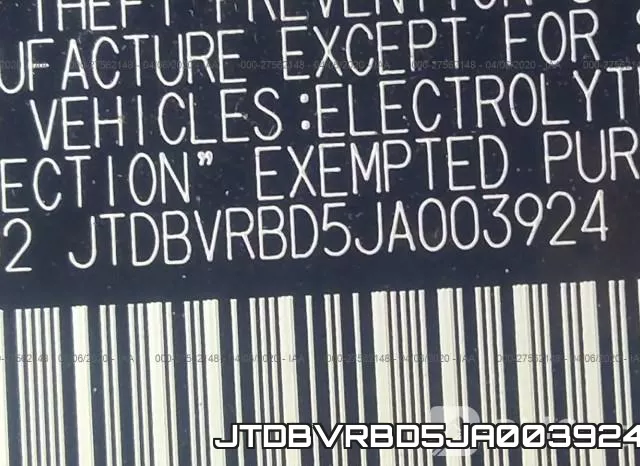 JTDBVRBD5JA003924