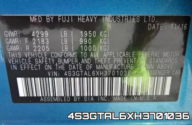 4S3GTAL6XH3701036