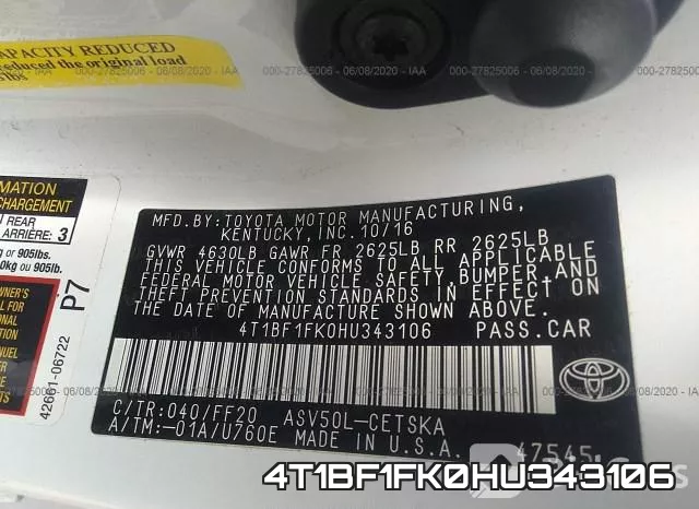 4T1BF1FK0HU343106
