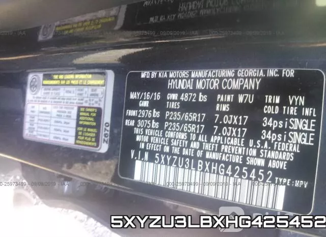 5XYZU3LBXHG425452