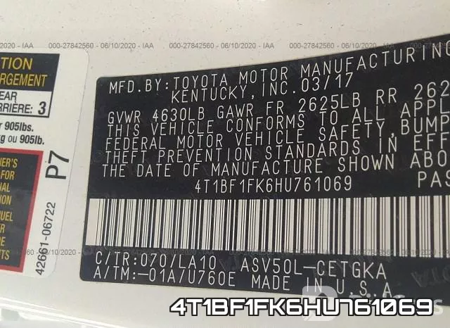 4T1BF1FK6HU761069
