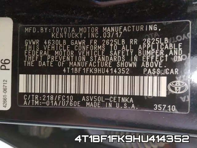 4T1BF1FK9HU414352