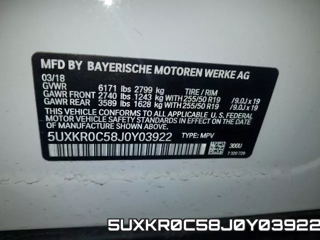5UXKR0C58J0Y03922