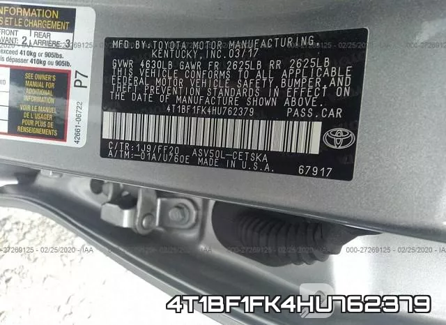 4T1BF1FK4HU762379