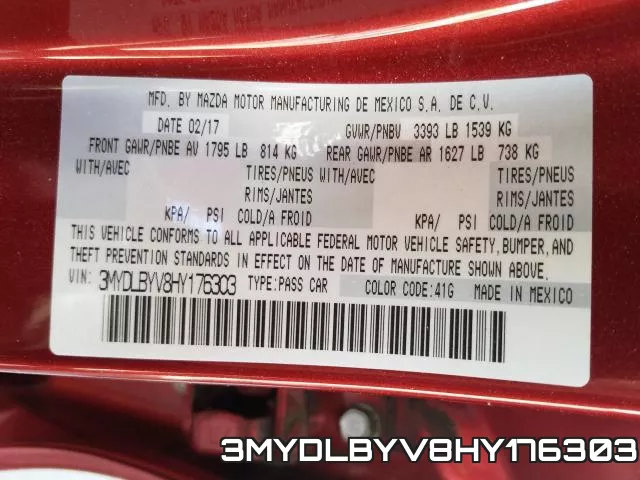 3MYDLBYV8HY176303