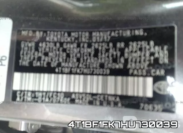 4T1BF1FK7HU730039