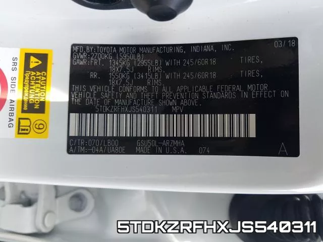 5TDKZRFHXJS540311