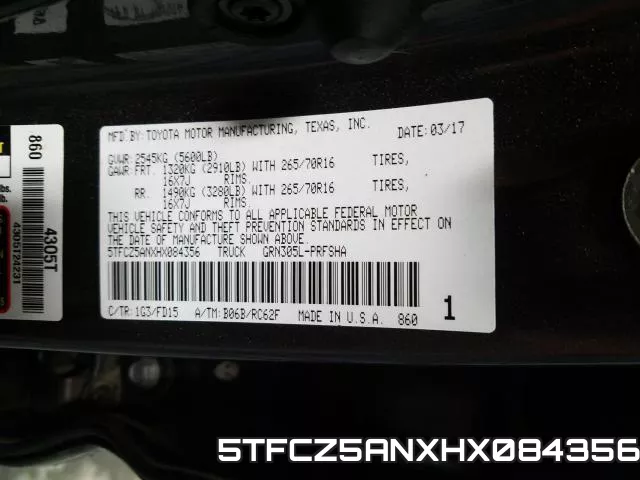 5TFCZ5ANXHX084356