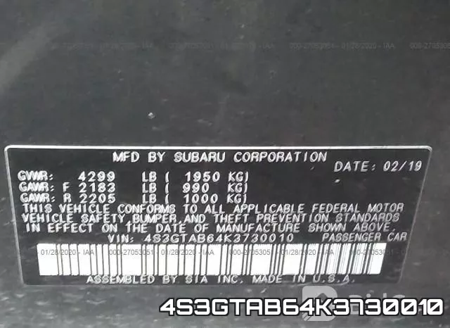 4S3GTAB64K3730010