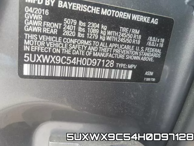 5UXWX9C54H0D97128