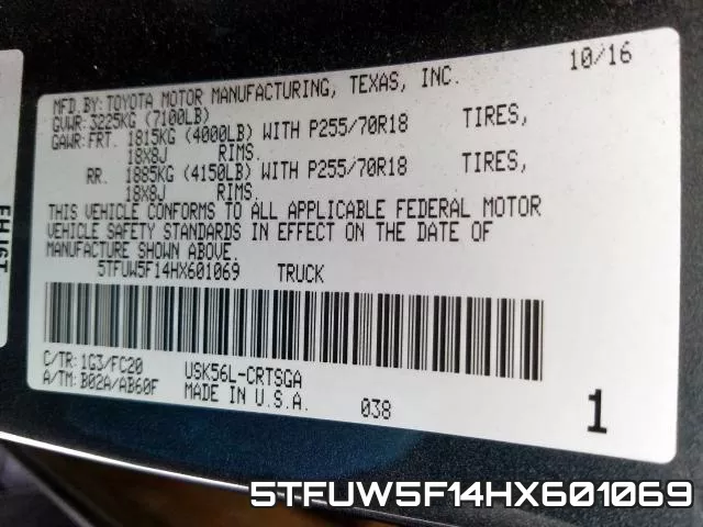 5TFUW5F14HX601069