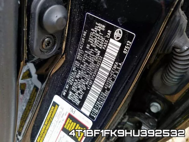 4T1BF1FK9HU392532