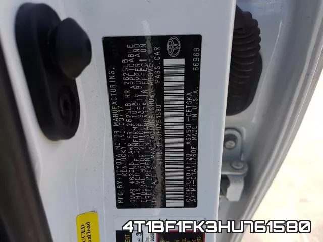 4T1BF1FK3HU761580