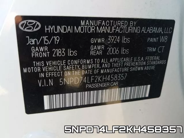 5NPD74LF2KH458357