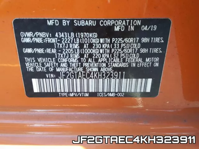 JF2GTAEC4KH323911