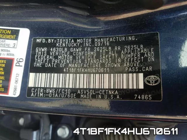 4T1BF1FK4HU670611
