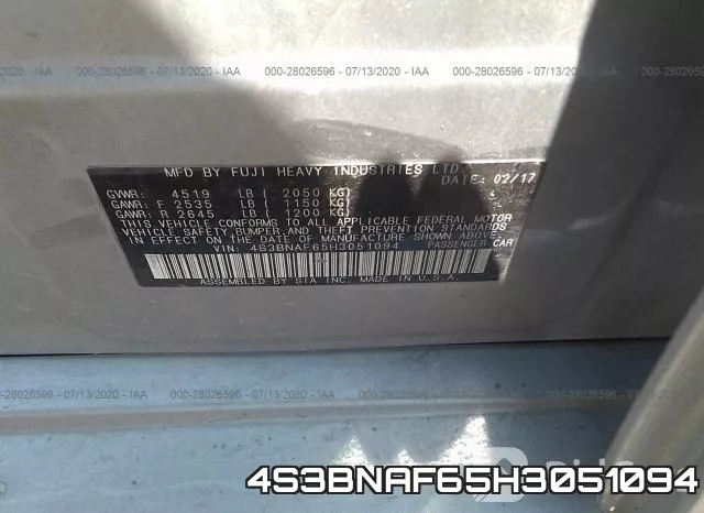 4S3BNAF65H3051094