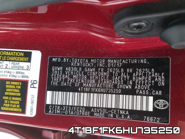 4T1BF1FK6HU735250
