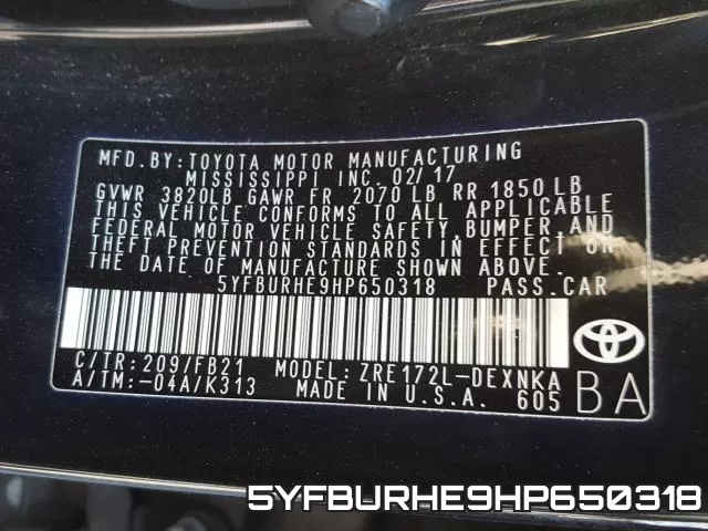 5YFBURHE9HP650318