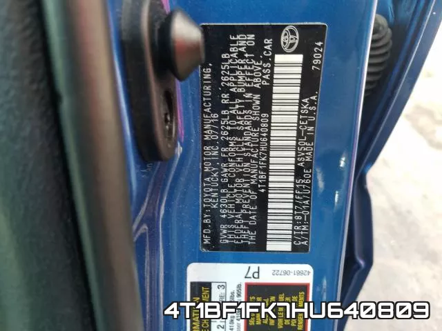 4T1BF1FK7HU640809