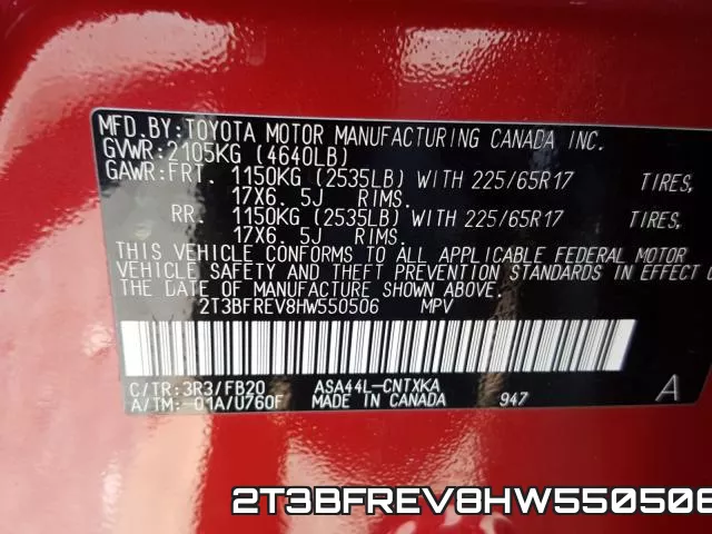 2T3BFREV8HW550506