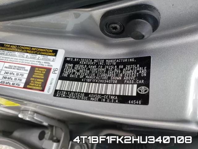 4T1BF1FK2HU340708