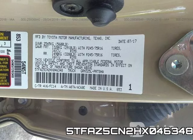 5TFAZ5CN2HX046348
