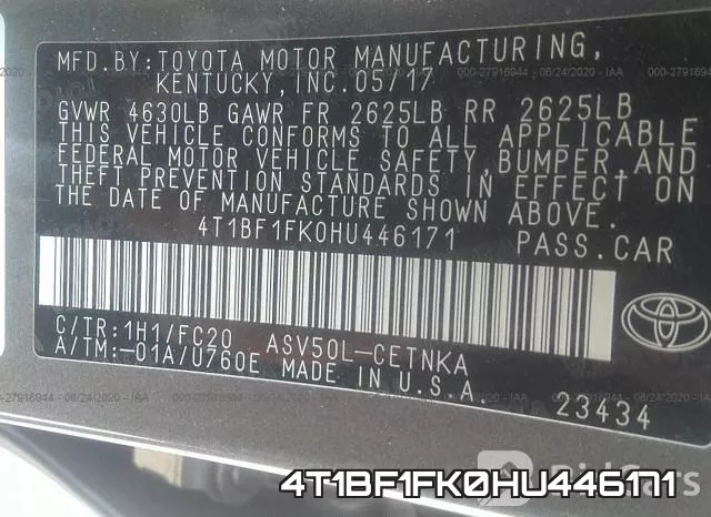 4T1BF1FK0HU446171