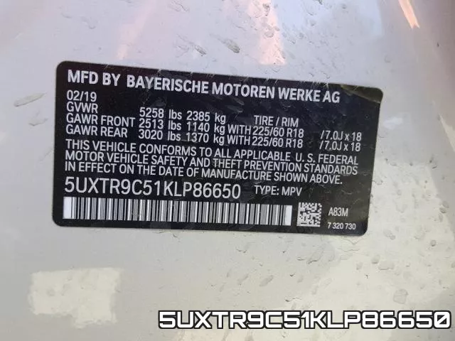 5UXTR9C51KLP86650