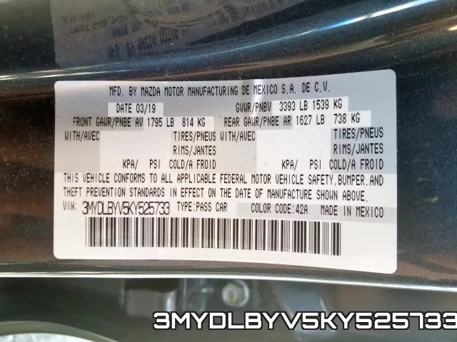 3MYDLBYV5KY525733