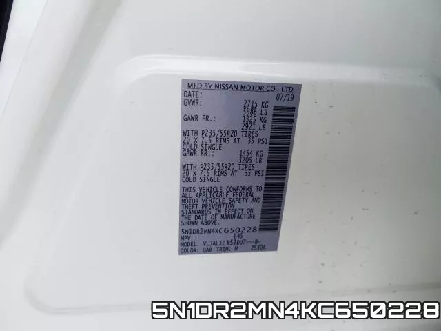 5N1DR2MN4KC650228