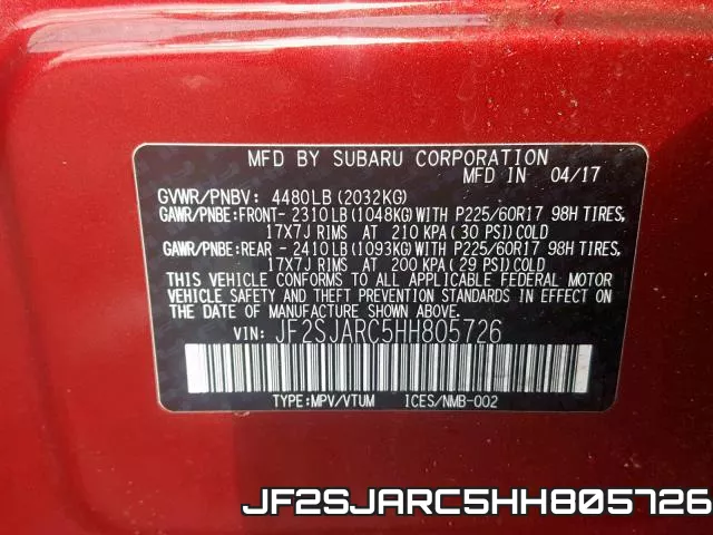 JF2SJARC5HH805726