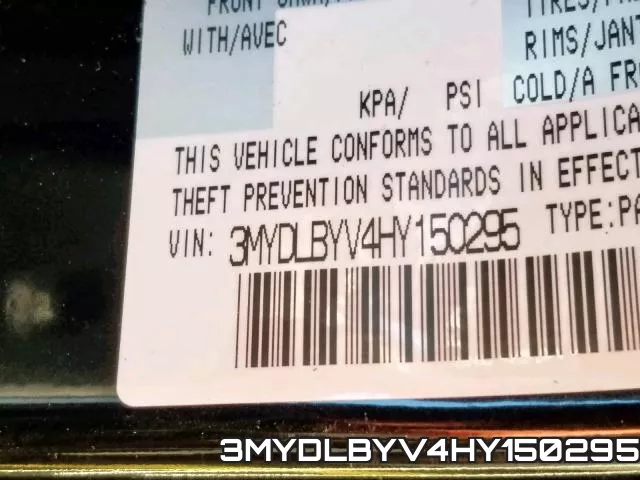 3MYDLBYV4HY150295
