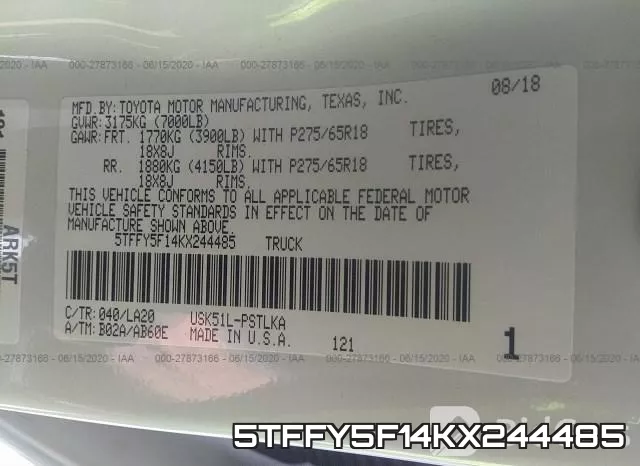 5TFFY5F14KX244485