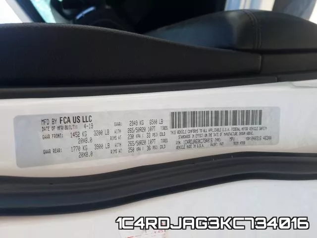 1C4RDJAG3KC734016