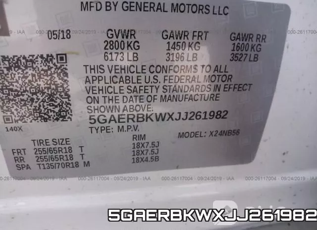 5GAERBKWXJJ261982